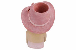 Dame roze met hoed H20cm
