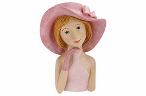 Dame roze met hoed H20cm