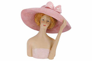 Dame roze met hoed H17cm