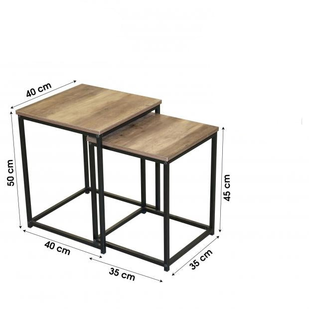 Bijzet tafel vierkant hout 2 formaten