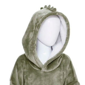Deken fleece Hoodie kids Dino One size van 3 tot 10 jaar