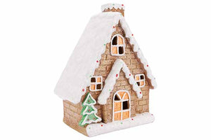 Cookie huis bruin met ledverlichting H23cm