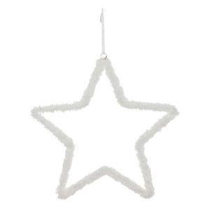 Hanger fluffy witte ster met ledverlichting 35cm