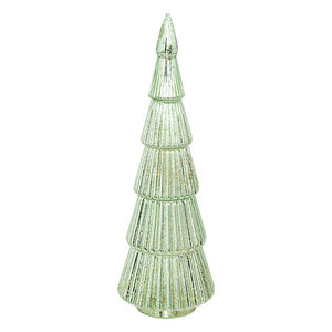 Glazen kerstboom groen met ledverlichting H30cm