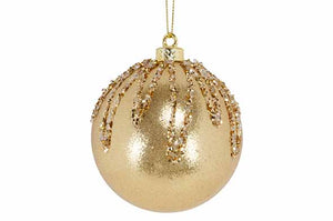 Kerstbal glitter goud 8cm