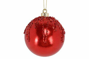 Kerstbal glitter rood 8cm