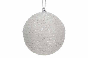 Kerstbal glitter rope wit 8cm