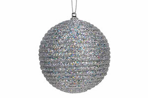 Kerstbal glitter rope zilver 8cm