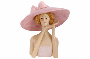 Dame roze met hoed H23cm