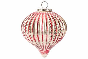 Kerstbal Vintage tol goud/rood D14cm