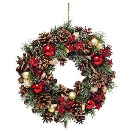 Krans rood/goud D35cm