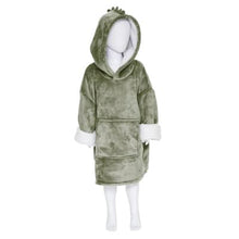 Afbeelding in Gallery-weergave laden, Deken fleece Hoodie kids Dino One size van 3 tot 10 jaar
