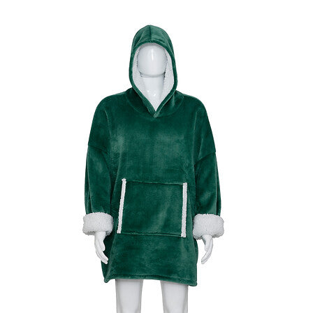 Luxe velours sherpa fleece hoodie groen