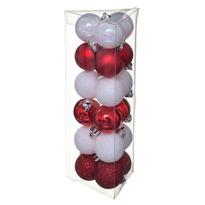 Kerstbal set van 18stuks D3cm rood en wit