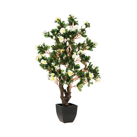 Azalea kunstbloemen boom met pot H81cm wit