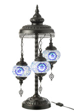 Afbeelding in Gallery-weergave laden, J-LINE tafellamp Mozaiek 3 lampen Glas/Metaal Blauw H78cm
