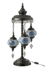 Afbeelding in Gallery-weergave laden, J-LINE tafellamp Mozaiek 3 lampen Glas/Metaal Blauw H78cm
