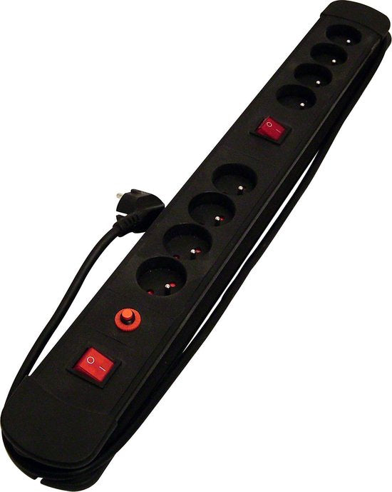 Stekkerdoos 8x16A met kabel zwart