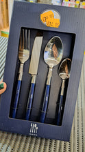 Afbeelding in Gallery-weergave laden, Bestekset 24 delig inox blauw retro
