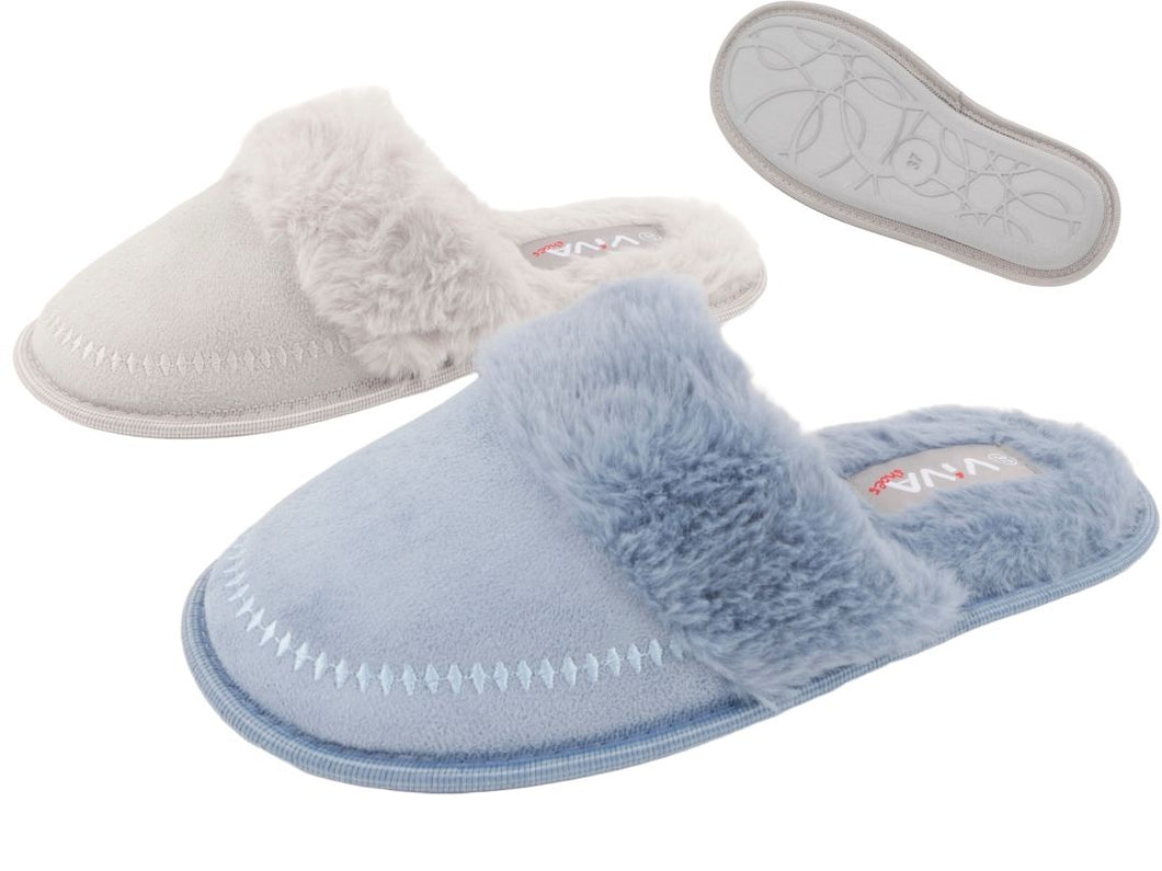 Pantoffels velours bontje
