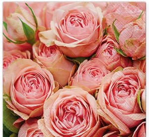 Set van 20 servietten roze rozen