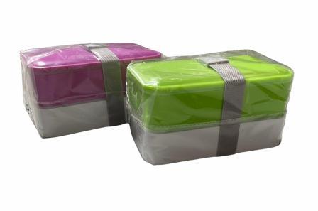 Lunchbox met bestek en elastiek roze
