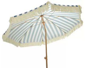 Parasol 2m knikbaar gestreept/franjes