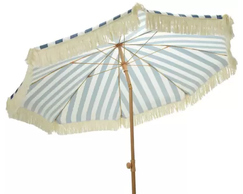 Parasol 2m knikbaar gestreept/franjes