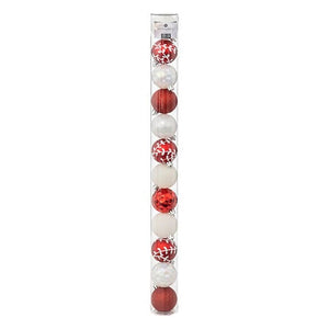 Kerstbal set van 12stuks D6cm rood en wit