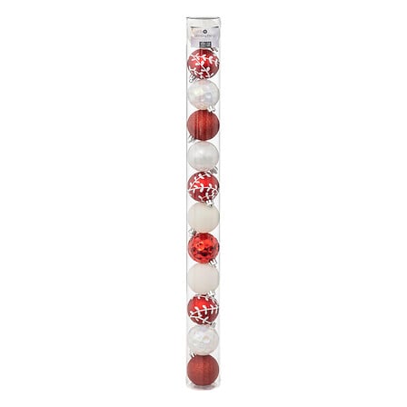 Kerstbal set van 12stuks D6cm rood en wit