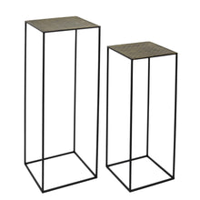 Afbeelding in Gallery-weergave laden, Bijzet tafel hoog zwart met gouden details 2 formaten
