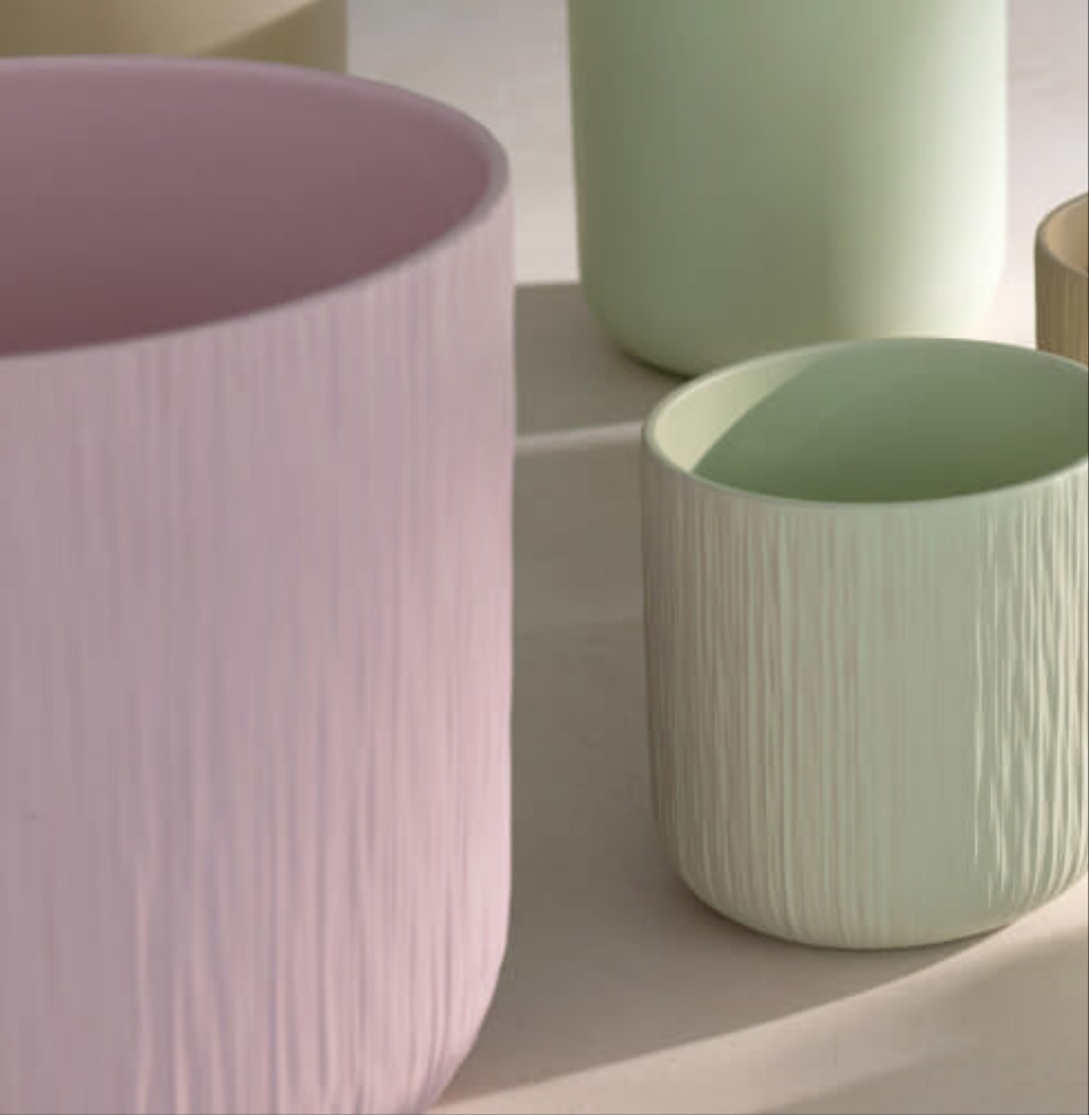 Bloempot parelmoer pastelkleuren en wit