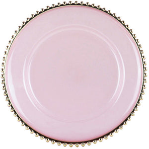 Decoratieschaal rond roze parels 32cm