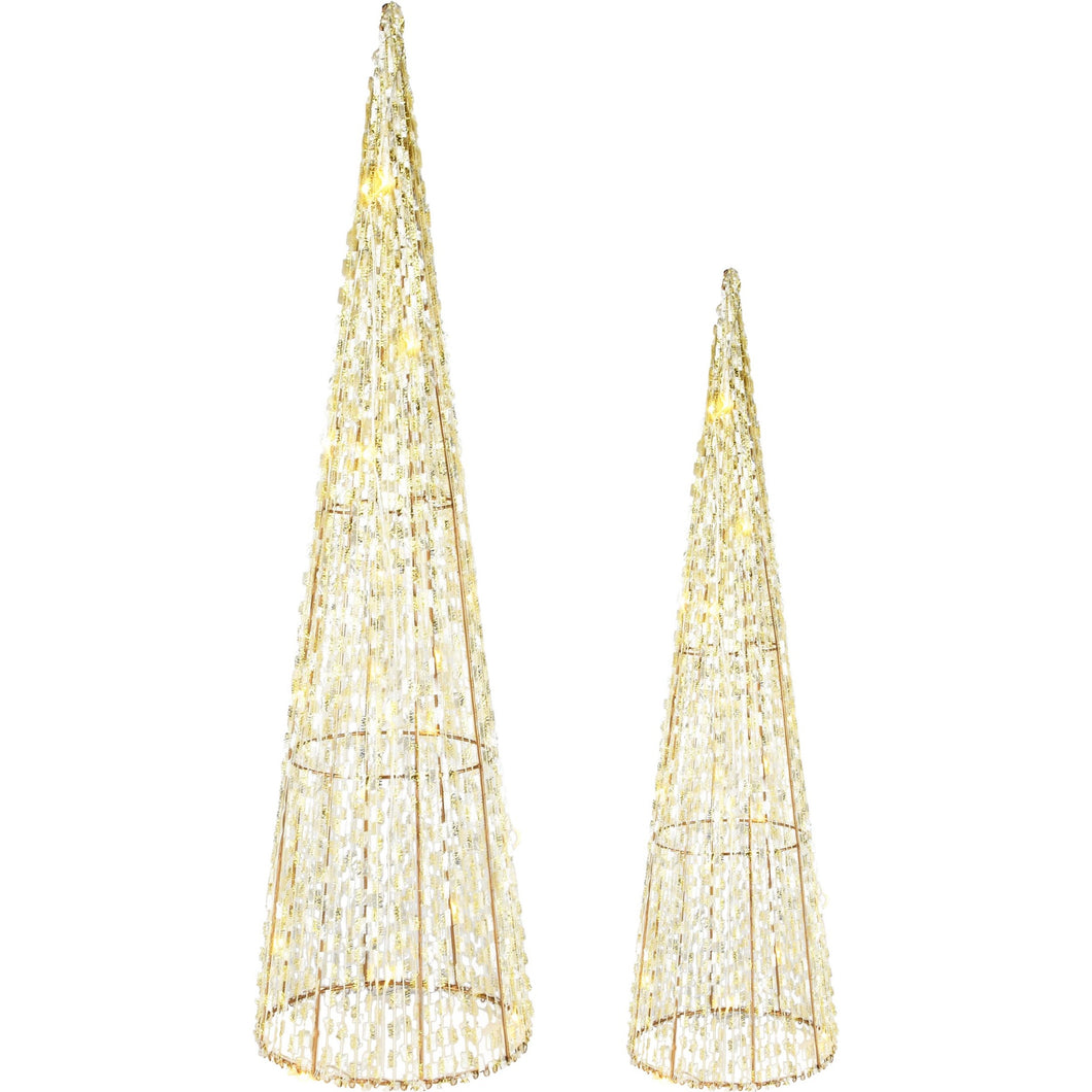 Piek met ledverlichting en adapter goud/glitter