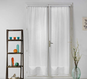 Gordijn wit linnenlook 2 stuks van 70x200cm