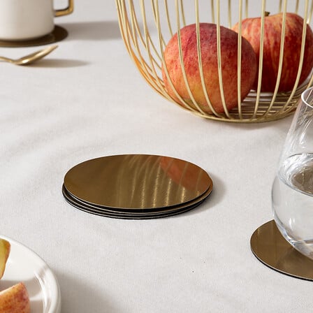 Onderzetters glazen goud 6stuks