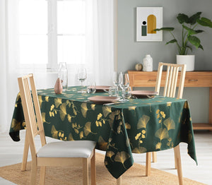 Tafelkleed kerst groen met goud bloomy 150x240cm