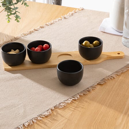 Apero schaal met 4 potjes