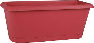 Bloembak balkon met onderschaal rood