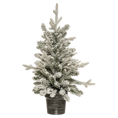 Kerstboom groen besneeuwd met pot H70cm