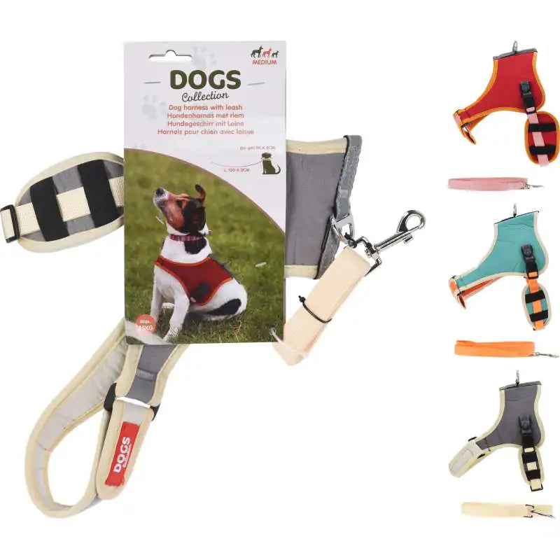 Honden set harnas en leiband stof