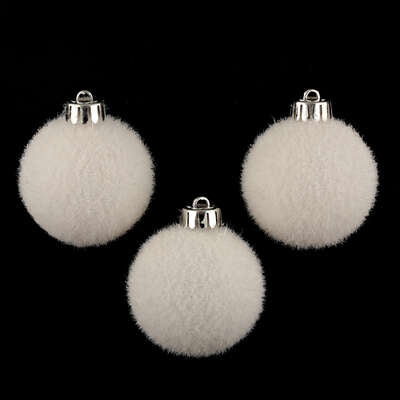 Kerstbal set van 3stuks D6cm wit Snowy