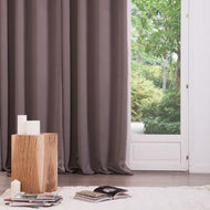 Gordijn taupe verduisterend set van 2 135x240cm met ringen