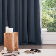 Gordijn blauw/groen verduisterend set van 2 135x240cm met ringen
