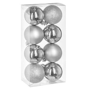 Kerstbal set van 8stuks D7cm zilver