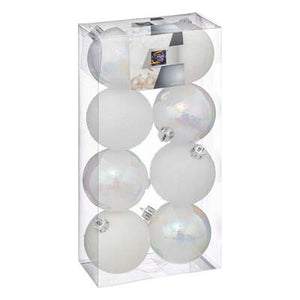 Kerstbal set van 8stuks D7cm wit