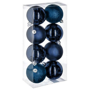 Kerstbal set van 8stuks D7cm donkerblauw