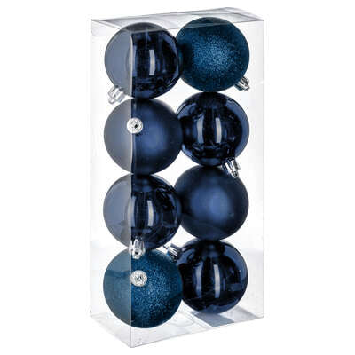 Kerstbal set van 8stuks D7cm donkerblauw