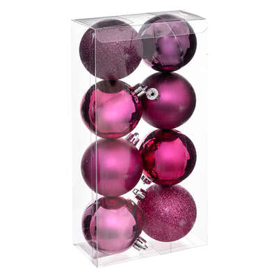 Kerstbal set van 8stuks D7cm cassis