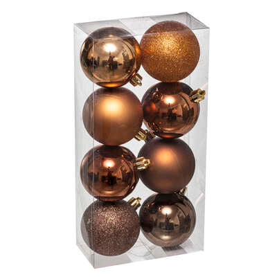 Kerstbal set van 8stuks D7cm brons